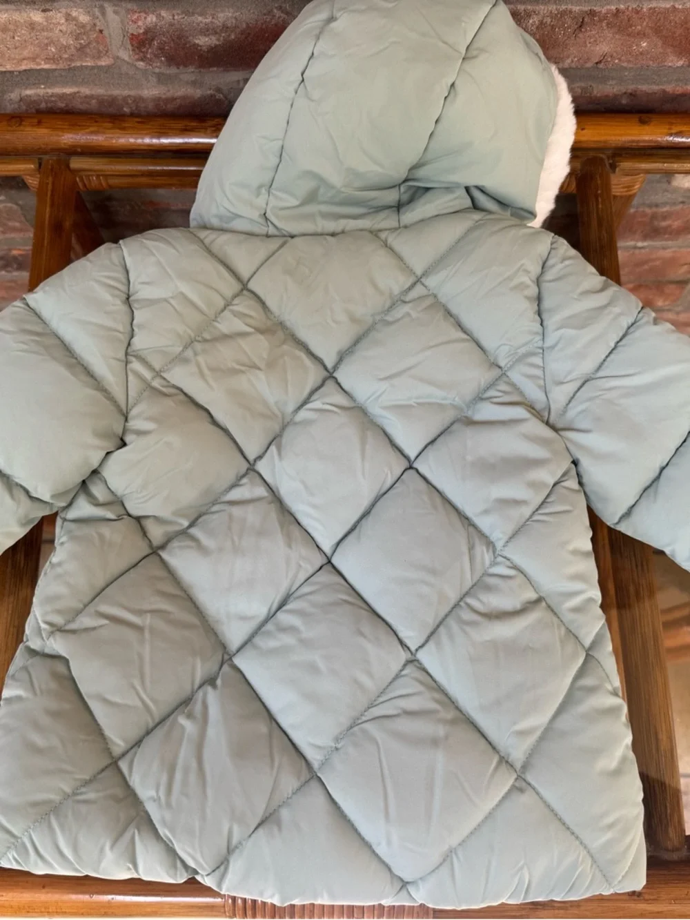 Kids' Light Blue Quilted Puffer Jacket with Faux Fur Hood